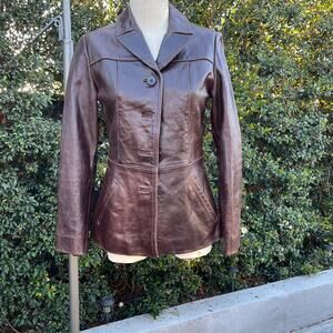 Vintage Wilsons Leather Brown Fitted Jacket Small